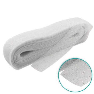 Fehér, ezüst irizáló 5 cm széles lószőr